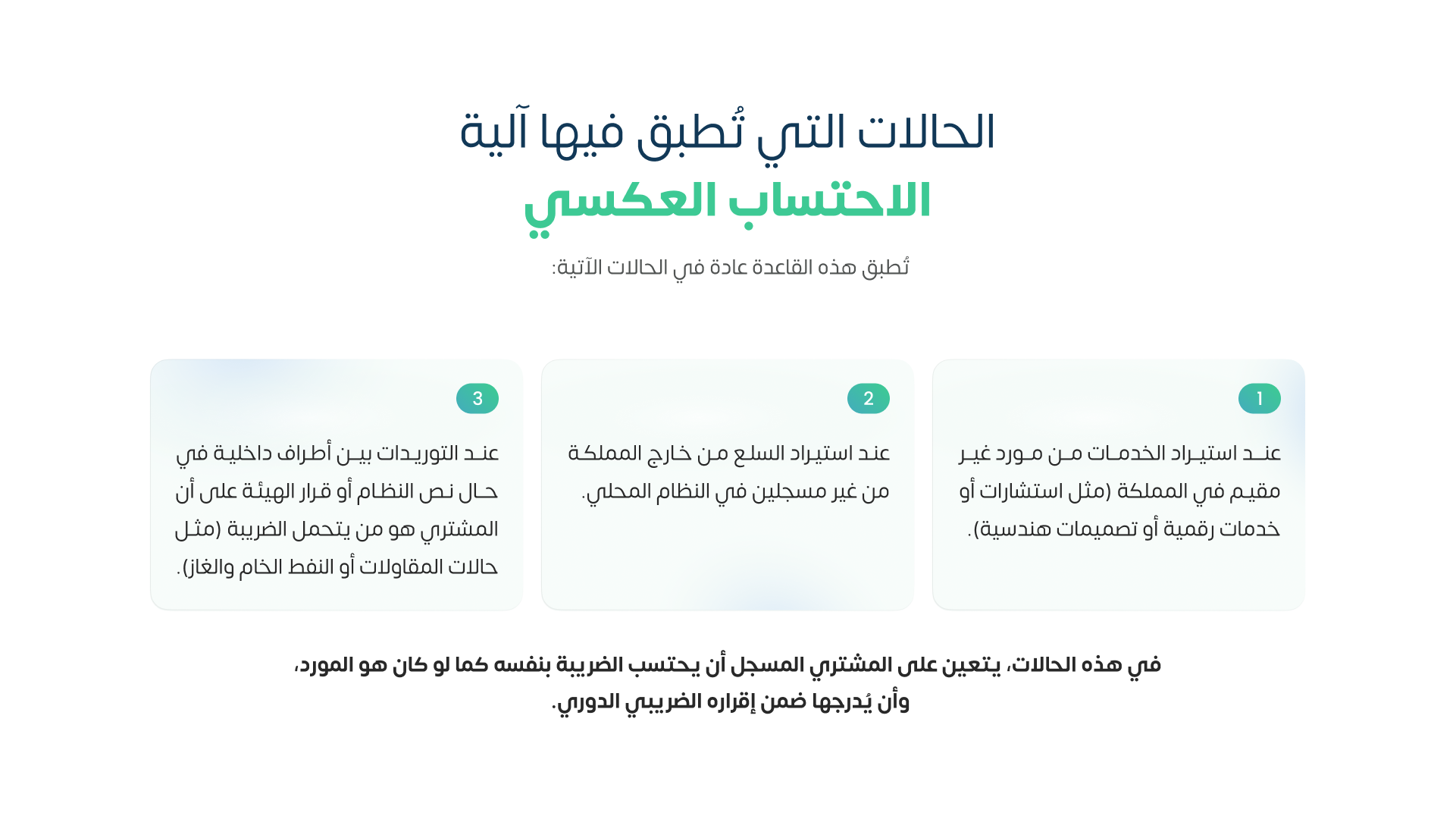 الحالات التي تطبق فيها آلية الاحتساب العكسي