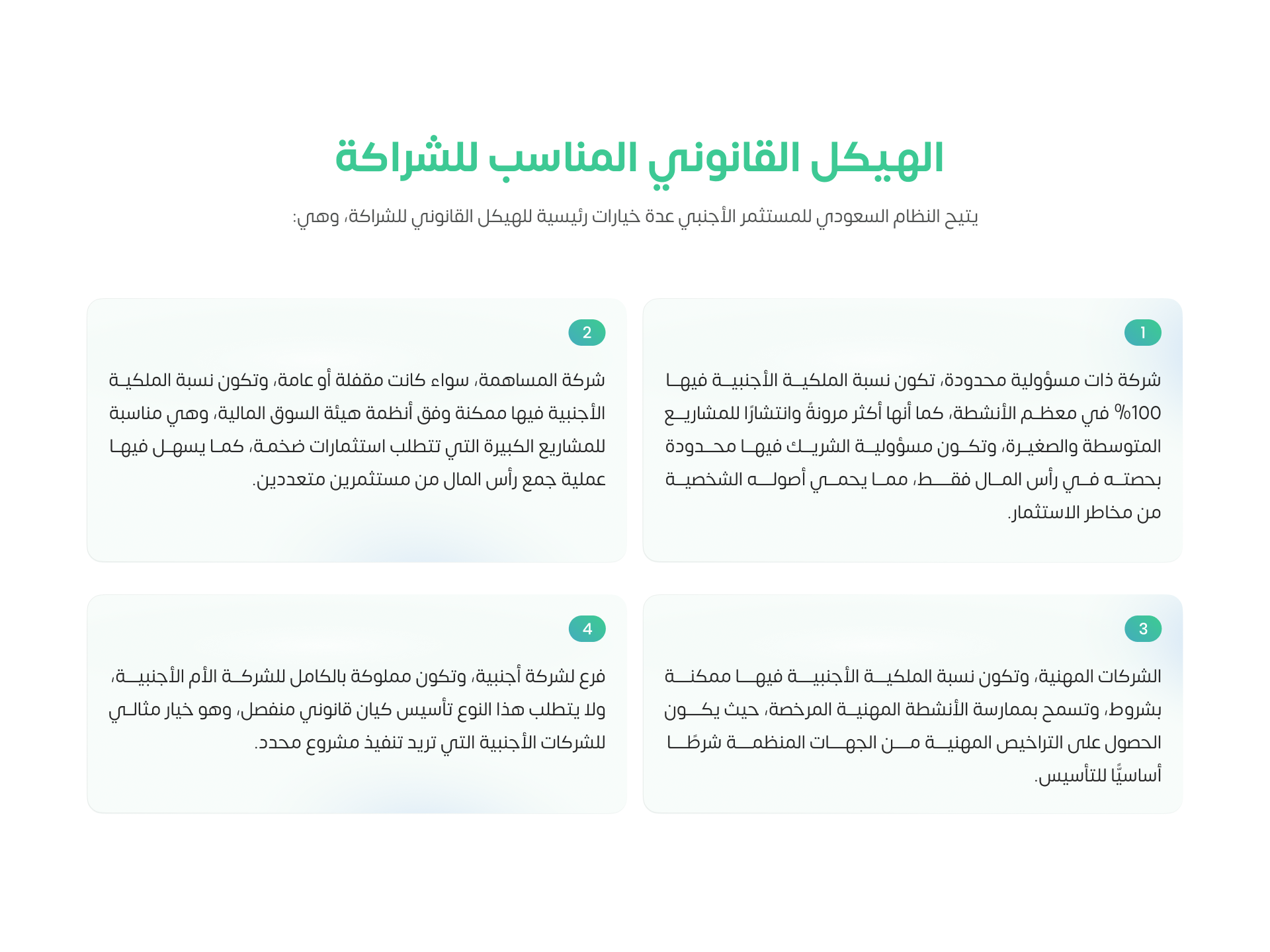 الهيكل القانوني المناسب للشراكة