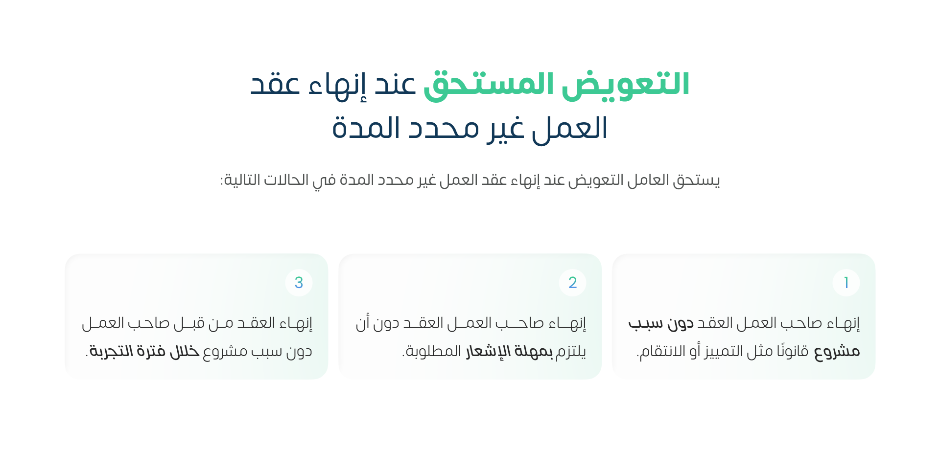 التعويض المستحق عند إنهاء عقد العمل غير محدد المدة