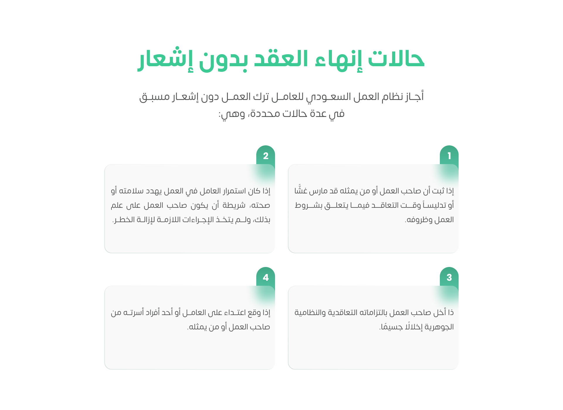 حالات إنهاء العقد بدون إشعار