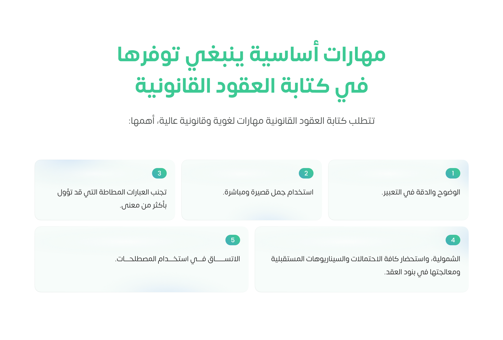 مهارات أساسية ينبغي توفرها في كتابة العقود القانونية