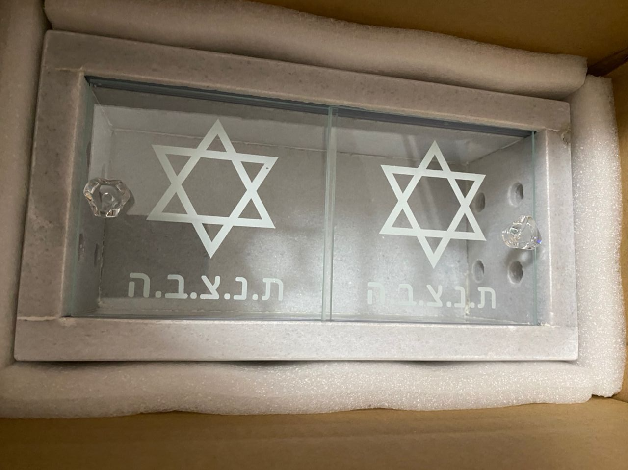 בית נר נשמה לבן ל 2 נרות