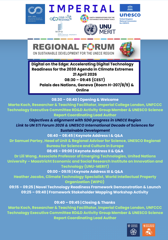 UNECE 2026 Regional Forum on Sustainable Development - Digital on the Edge: Accelerating Digital Technology Readiness for the 2030 Agenda in Climate Extremes