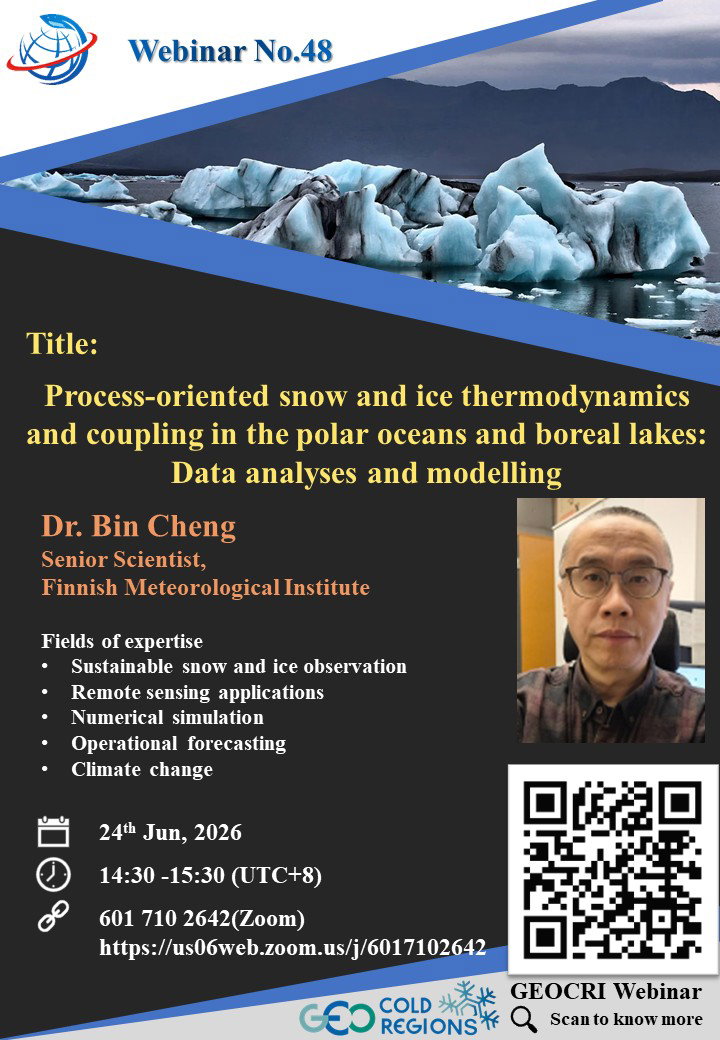 GEOCRI Webinar: Process-oriented snow and ice thermodynamics and coupling in the polar oceans and boreal lakes: Data analyses and modelling