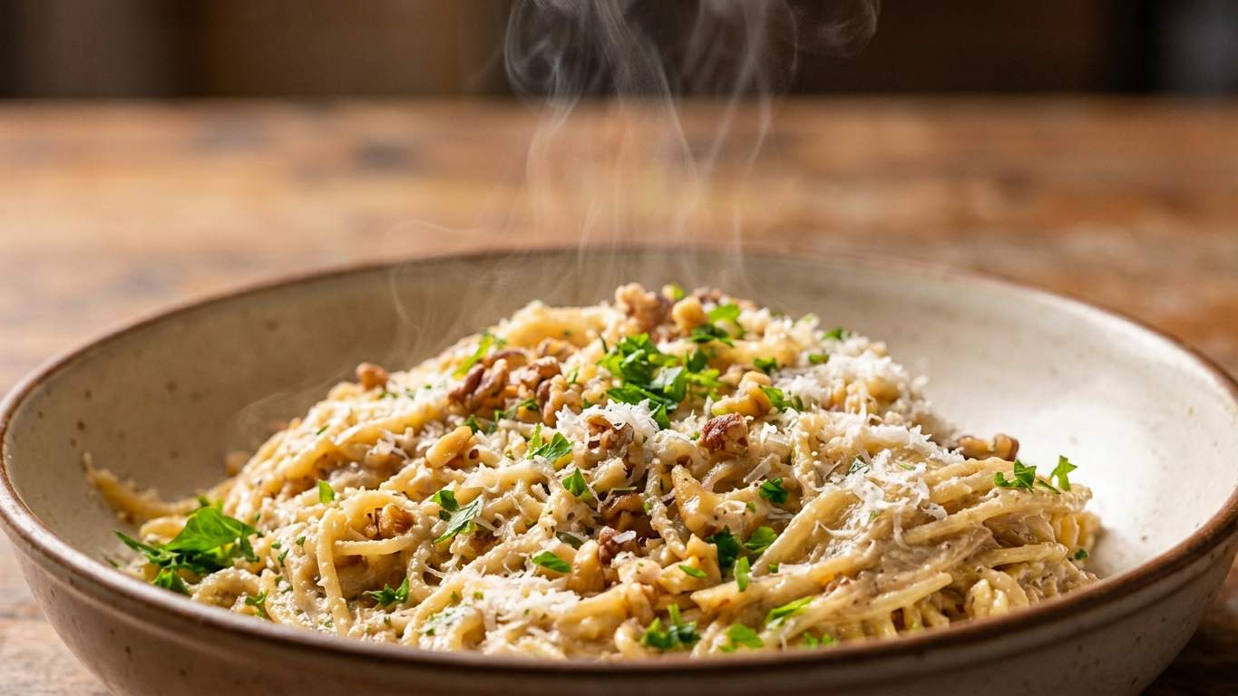 Spaghetti with Creamy Walnut Sauce (Salsa di Noci)