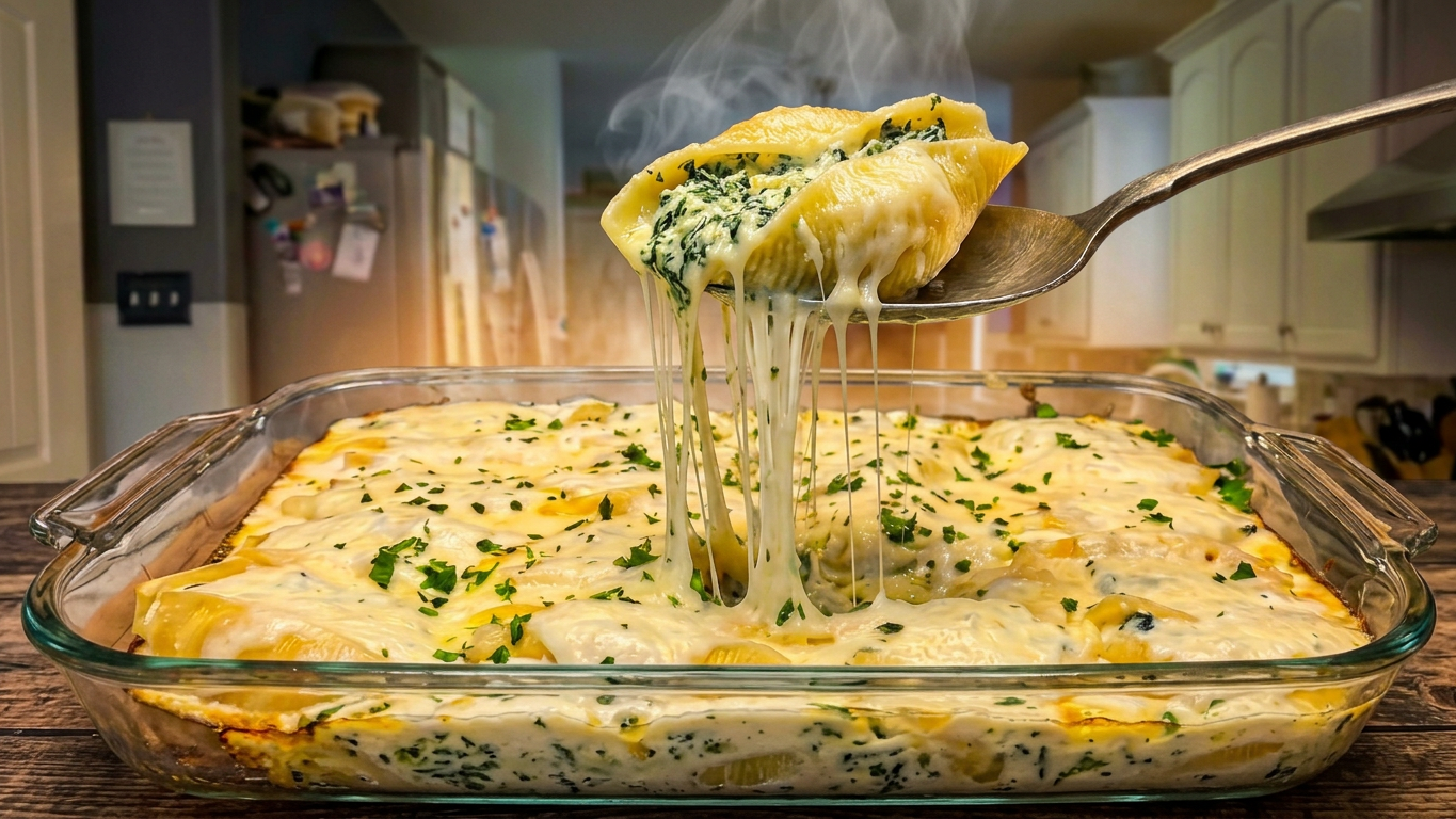 Stuffed Shells Florentine with Garlic Parmesan Sauce