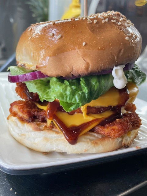 BBQ Hawaiian Schnitzel Burger