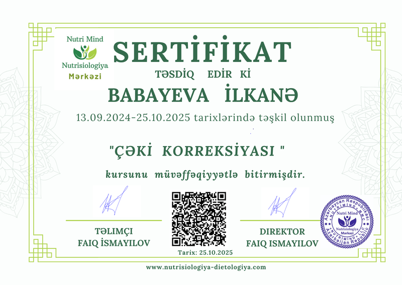 Çəki korreksiyası sertifikat