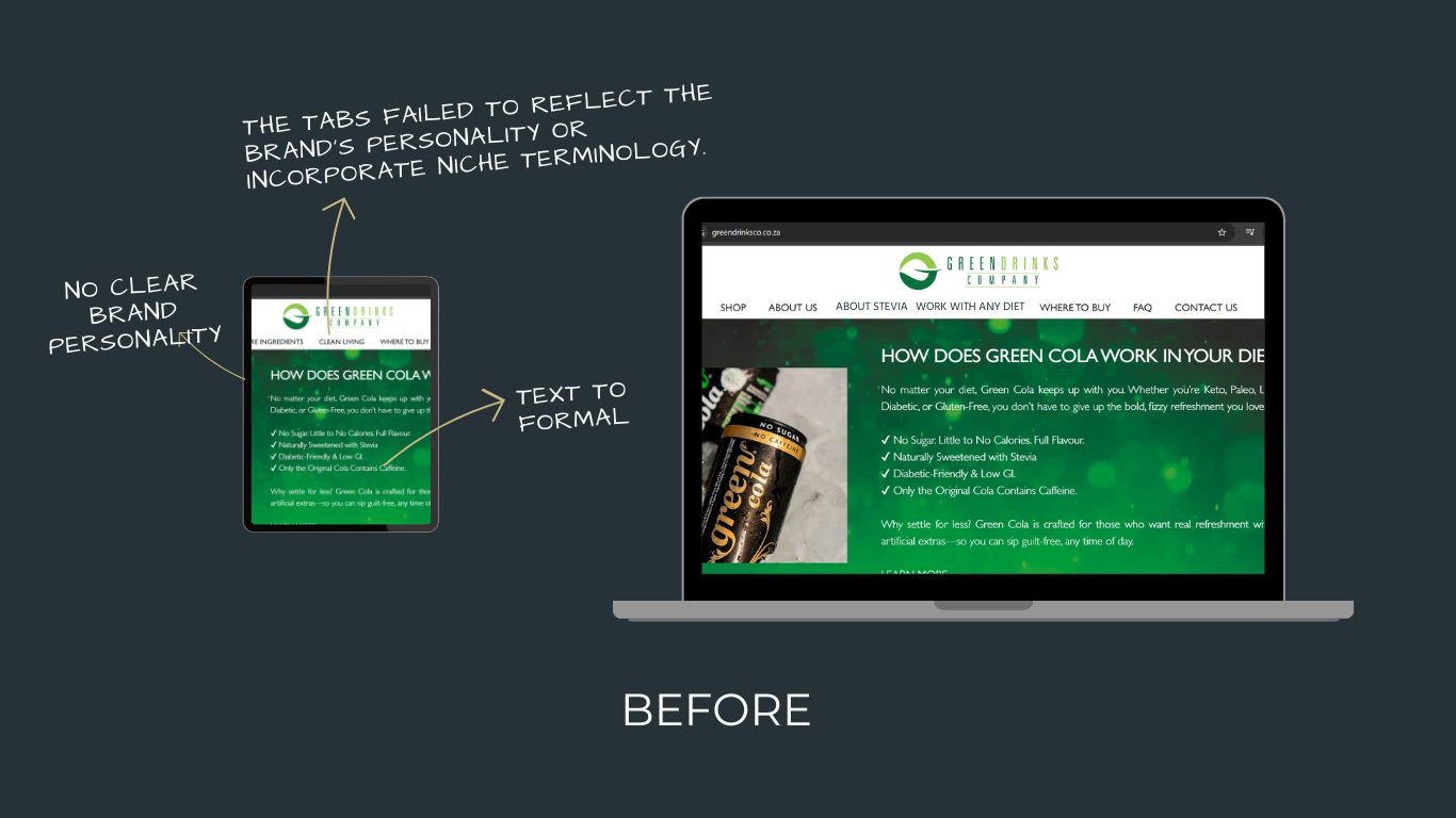 BEFORE: The Green Drinks Company Rebrand