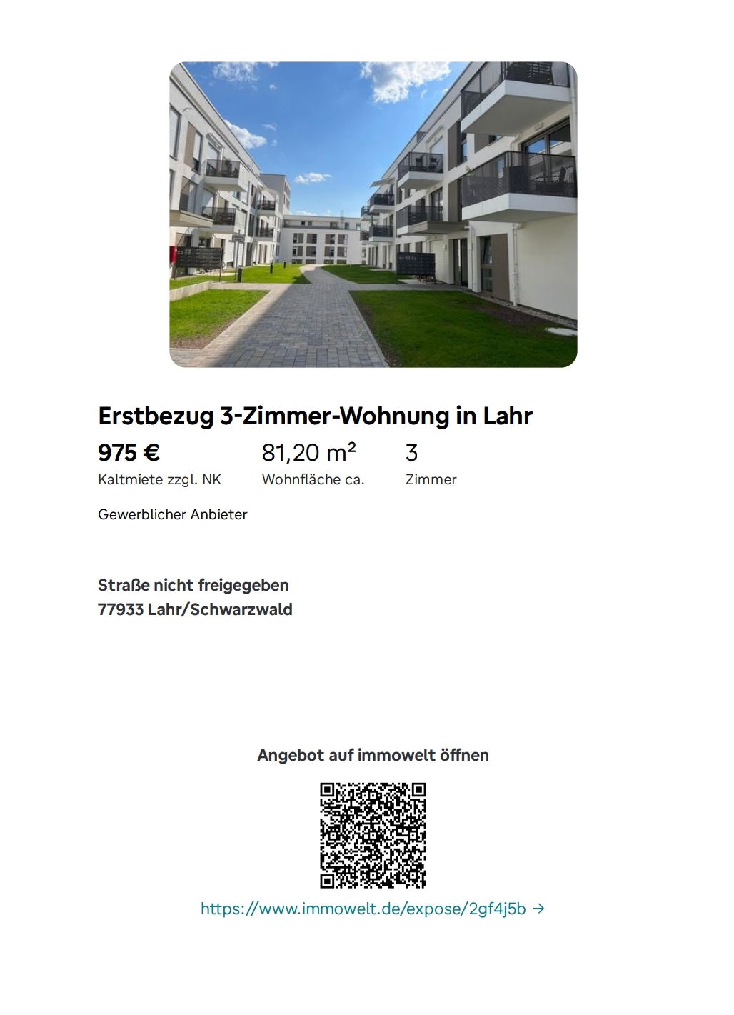 Erstbezug 3 Zimmer Wohnung in Lahr