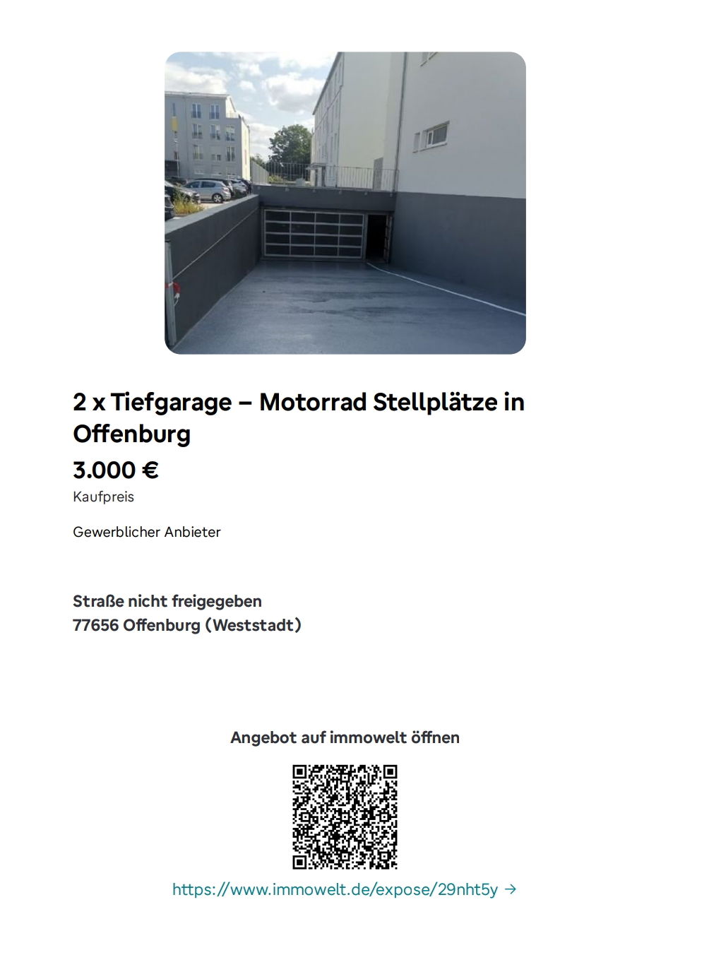 2 Motorradstellplätze in Offenburg