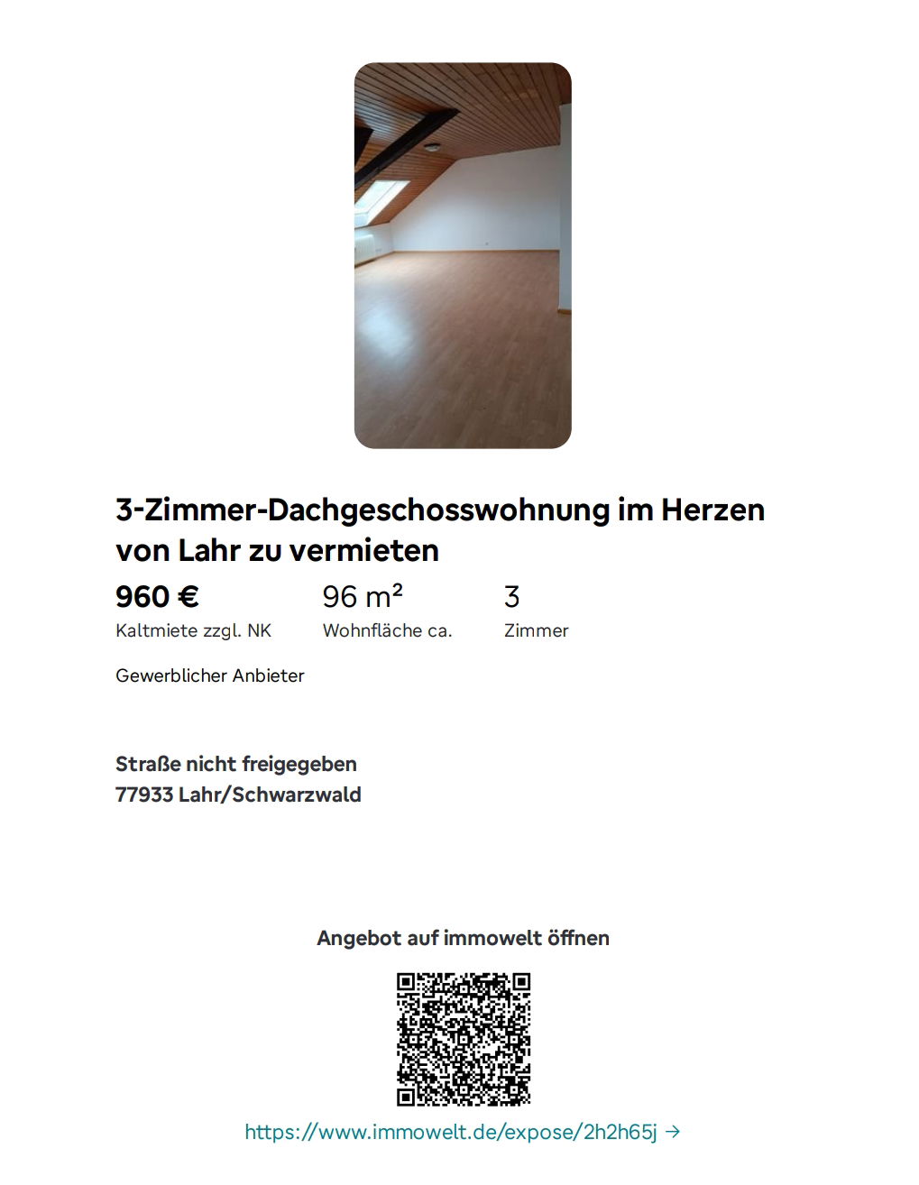 3- Zimmer- Wohnung in Lahr zu vermieten