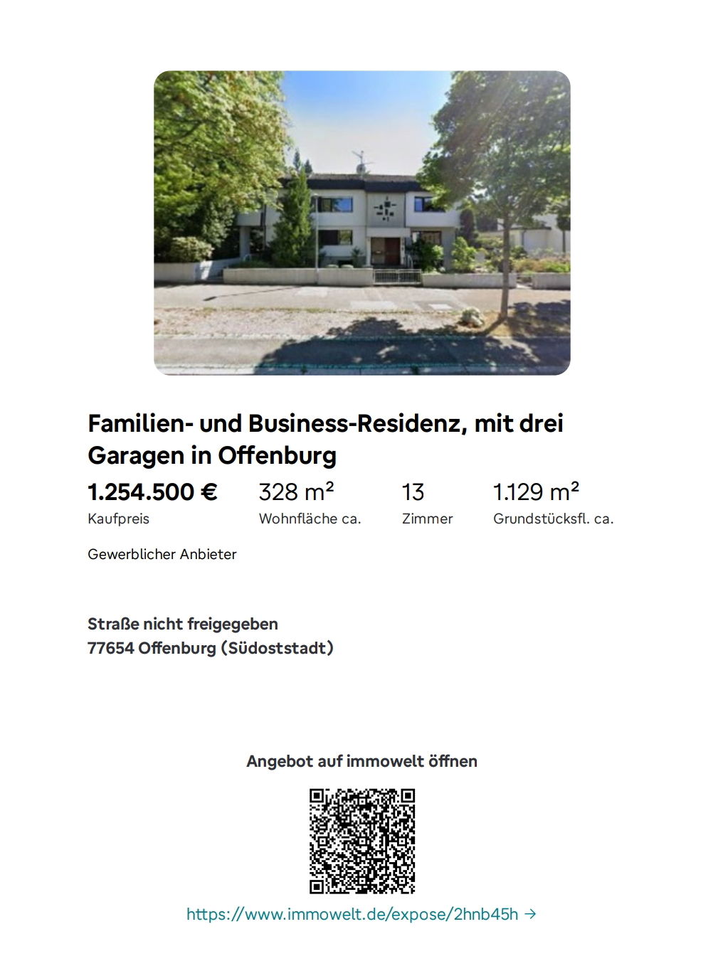 Familien und Business- Residenz in Offenburg zu verkaufen