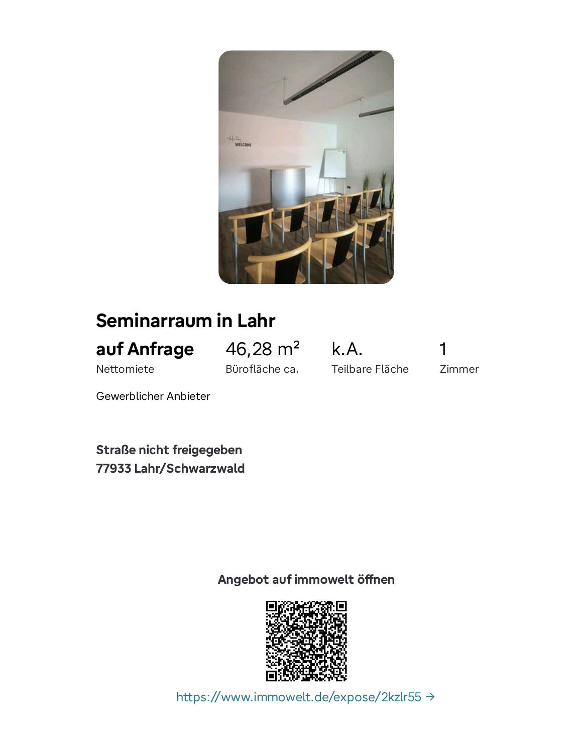 Tagesseminar Raum in Lahr zu vermieten