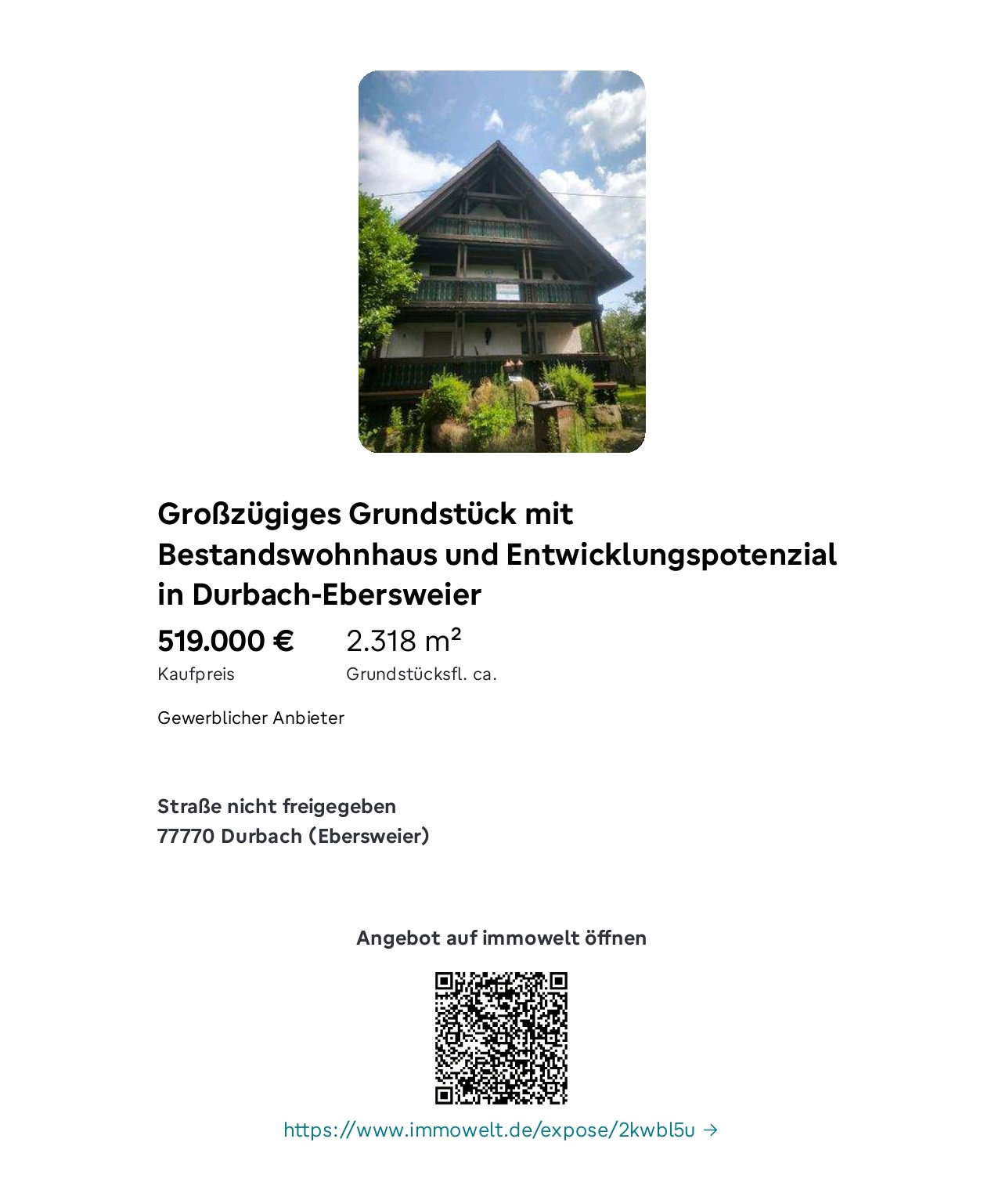 Haus mit Potential und Baugrundstück in Durbach