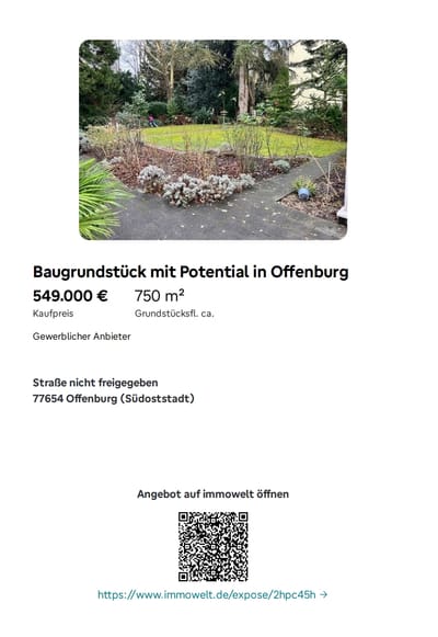 Baugrundstück mit Potential in Offenburg