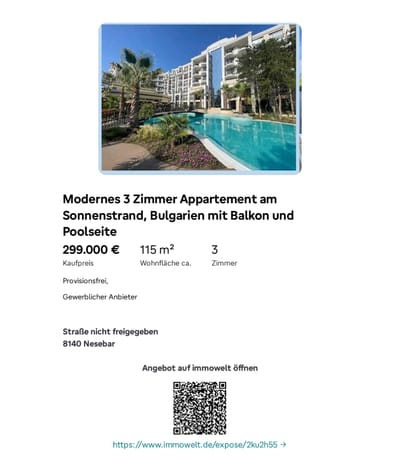 Apartment in Bulgarien am Meer