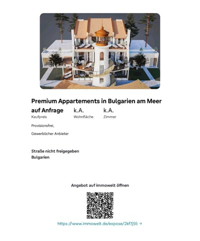 Projekt - Apartment in Bulgarien mit Meerblick