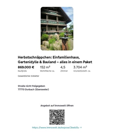 Schnäppchen: Baugrundstück und ein Haus zum ausbauen in Durbach
