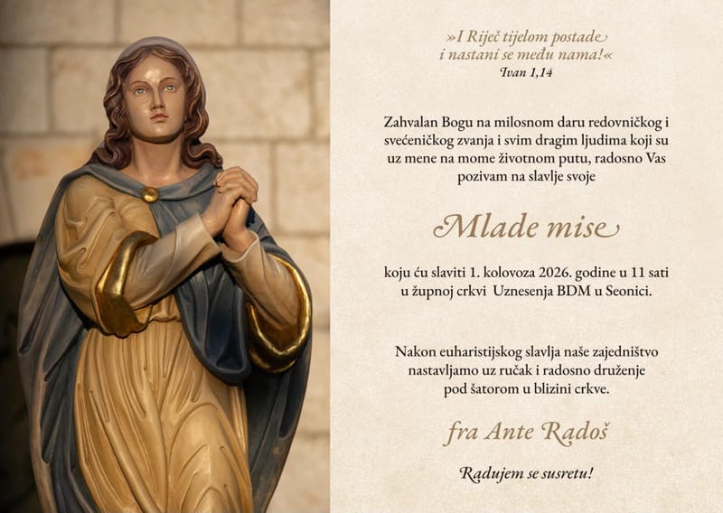Fra Ante Radoš poziva sve župljane na slavljenje Mlade mise