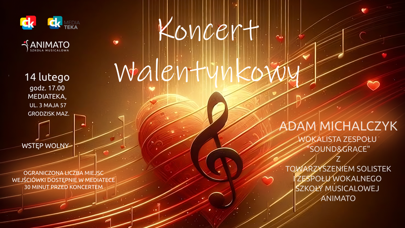 Koncert walentynkowy 14 lutego w Mediatece