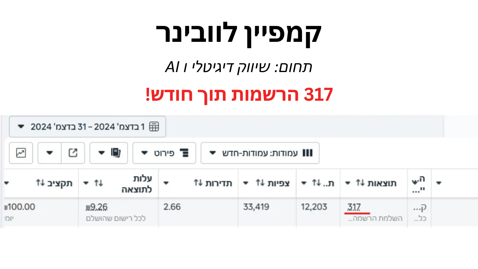קמפיין הרשמה לוובינר 