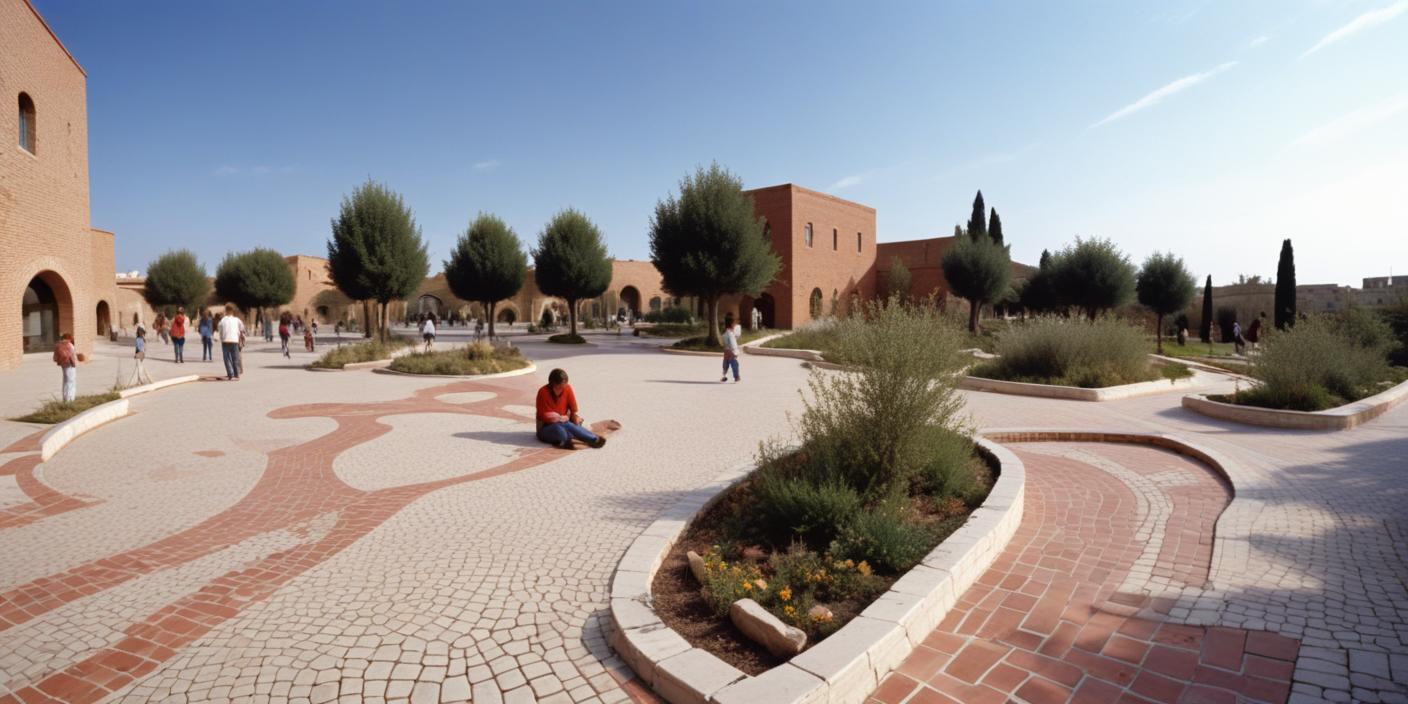 AI LANDSCAPE COMPOSITIONS No 6 REALISTIC SQUARE COMPOSITION WITH CONCEPTUAL ARCHITECTURAL PROPOSAL.