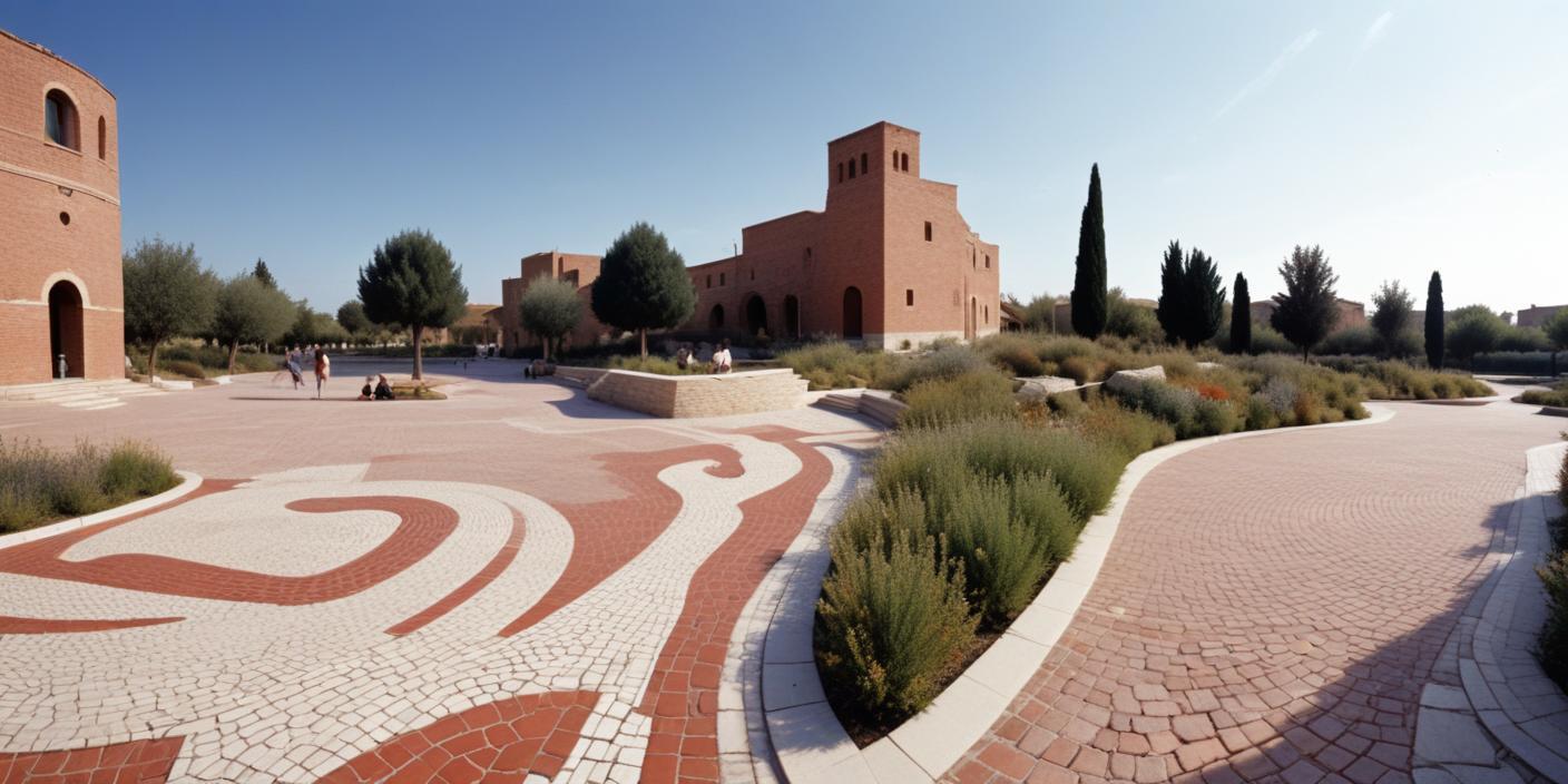 AI LANDSCAPE COMPOSITIONS No 6 REALISTIC SQUARE COMPOSITION WITH CONCEPTUAL ARCHITECTURAL PROPOSAL.