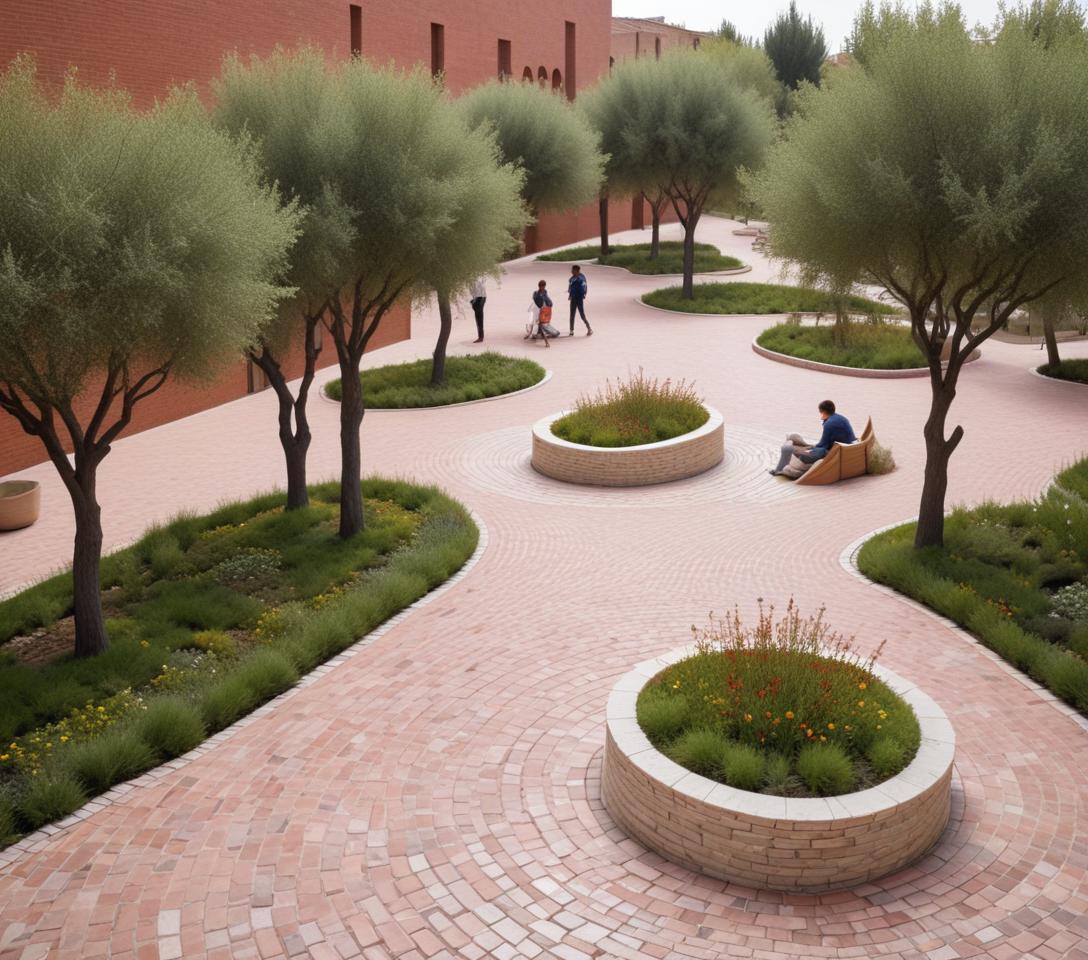 AI LANDSCAPE COMPOSITIONS No 7 REALISTIC SQUARE COMPOSITION WITH CONCEPTUAL ARCHITECTURAL PROPOSAL.