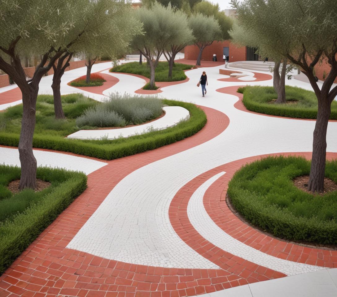 AI LANDSCAPE COMPOSITIONS No 7 REALISTIC SQUARE COMPOSITION WITH CONCEPTUAL ARCHITECTURAL PROPOSAL.