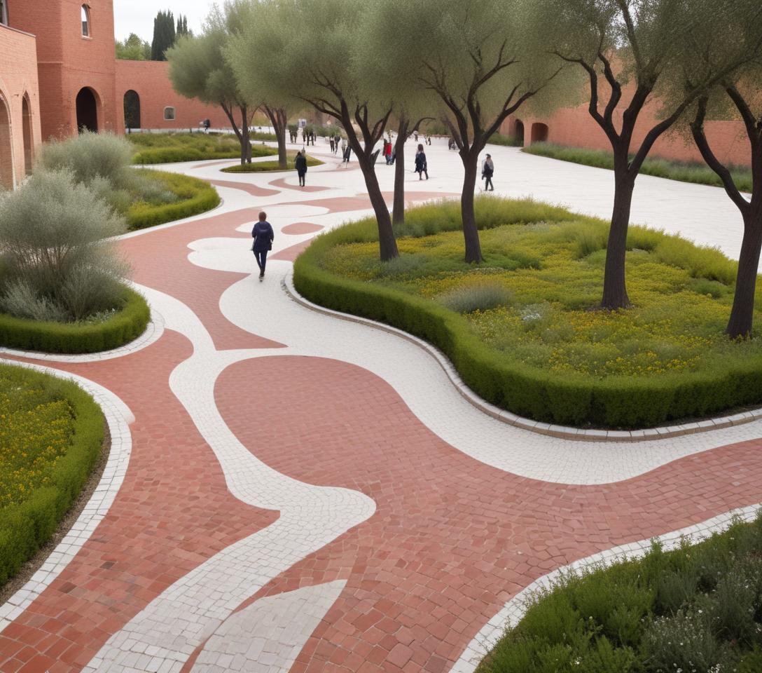 AI LANDSCAPE COMPOSITIONS No 7 REALISTIC SQUARE COMPOSITION WITH CONCEPTUAL ARCHITECTURAL PROPOSAL.