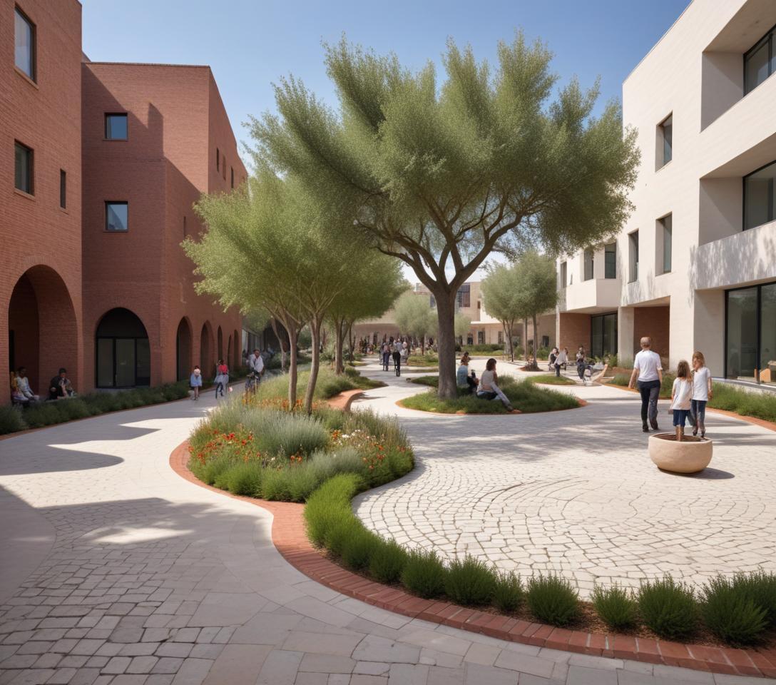 AI LANDSCAPE COMPOSITIONS No 7 REALISTIC SQUARE COMPOSITION WITH CONCEPTUAL ARCHITECTURAL PROPOSAL.