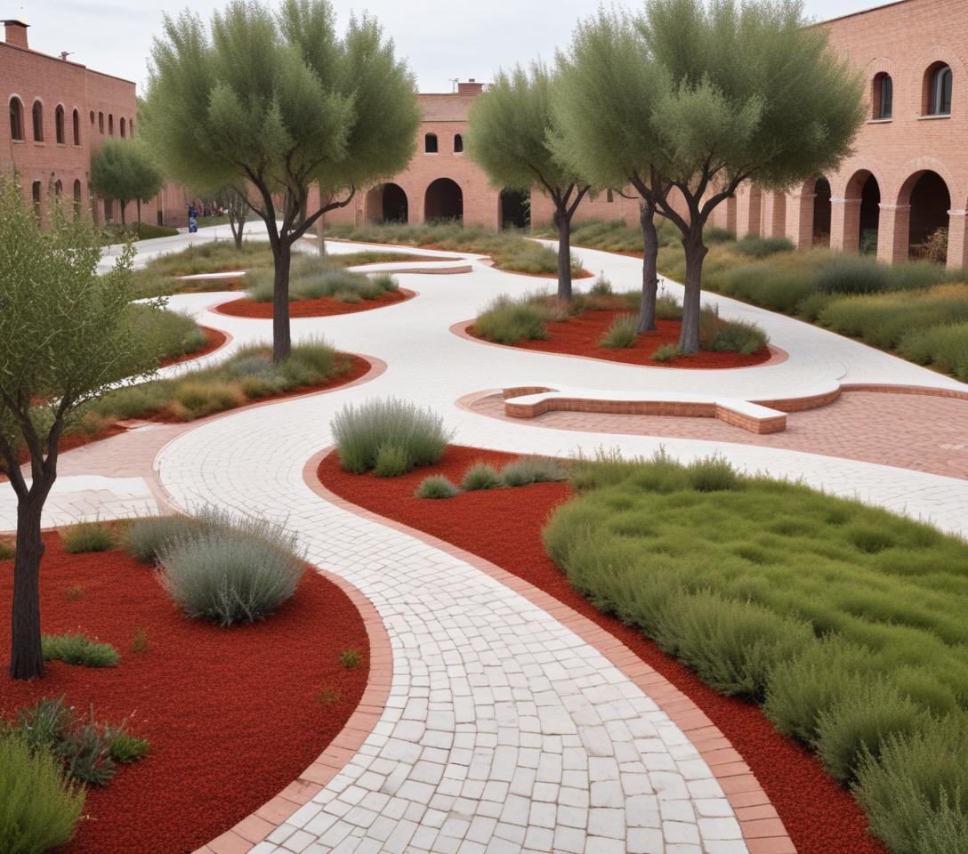 AI LANDSCAPE COMPOSITIONS No 7 REALISTIC SQUARE COMPOSITION WITH CONCEPTUAL ARCHITECTURAL PROPOSAL.