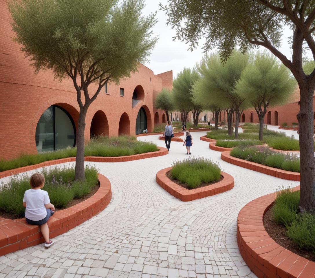 AI LANDSCAPE COMPOSITIONS No 7 REALISTIC SQUARE COMPOSITION WITH CONCEPTUAL ARCHITECTURAL PROPOSAL.