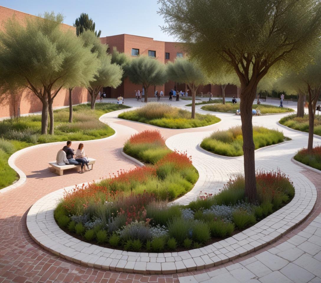 AI LANDSCAPE COMPOSITIONS No 7 REALISTIC SQUARE COMPOSITION WITH CONCEPTUAL ARCHITECTURAL PROPOSAL.