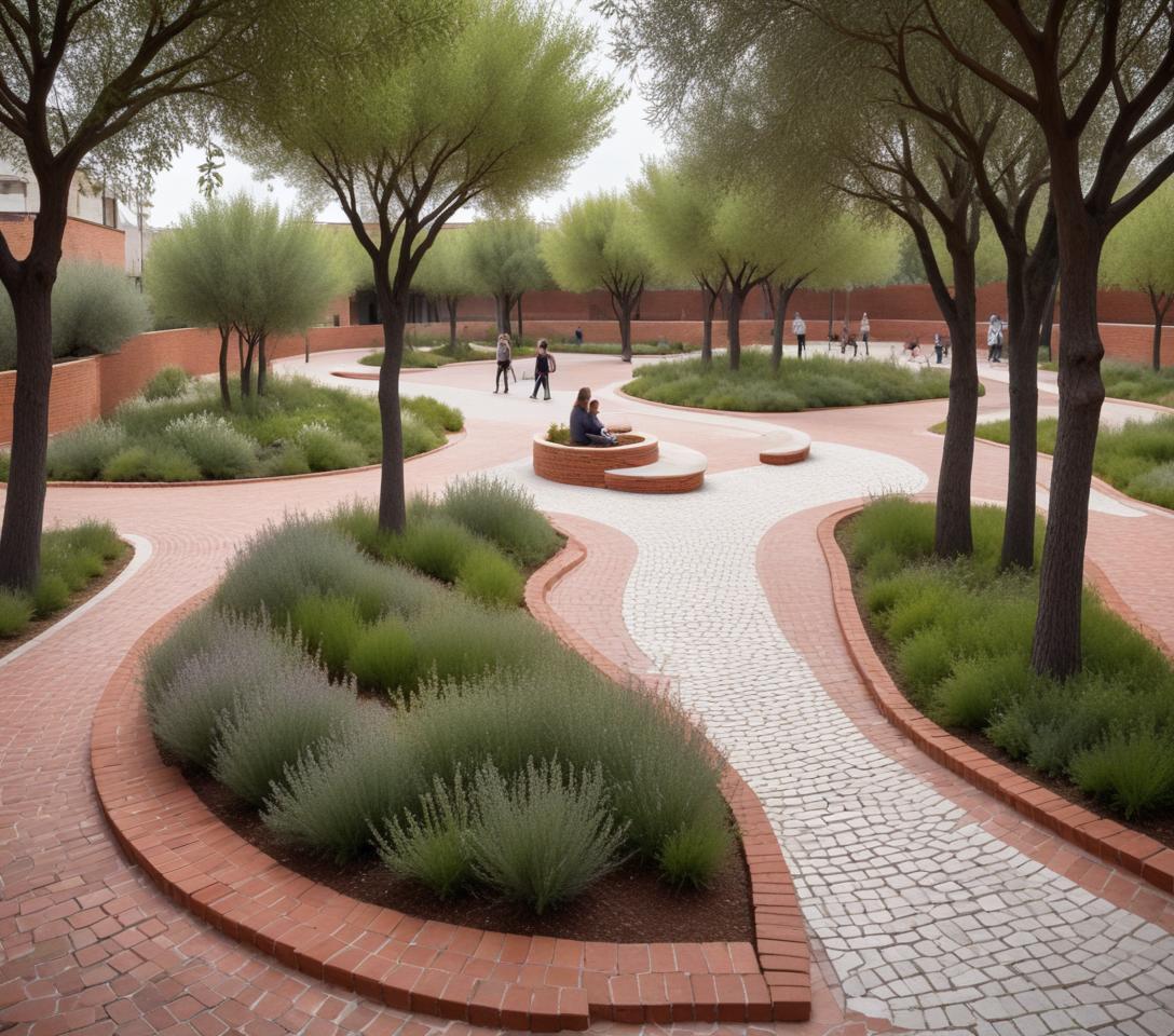 AI LANDSCAPE COMPOSITIONS No 7 REALISTIC SQUARE COMPOSITION WITH CONCEPTUAL ARCHITECTURAL PROPOSAL.