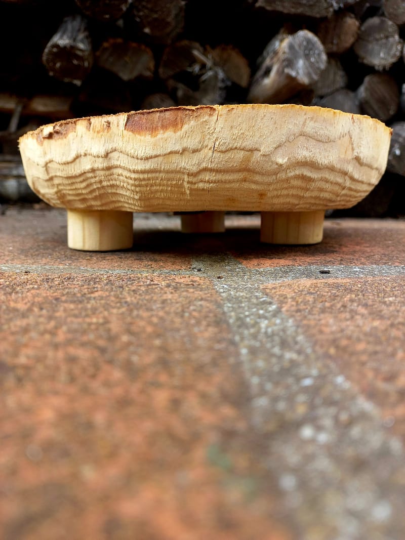 Rustic Three Legged Wooden Bowl