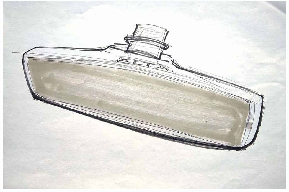 איור סקיצה נוסף של מכ"ם C-catcher, המדגיש את תהליך החשיבה והפיתוח בסטודיו גריזים.