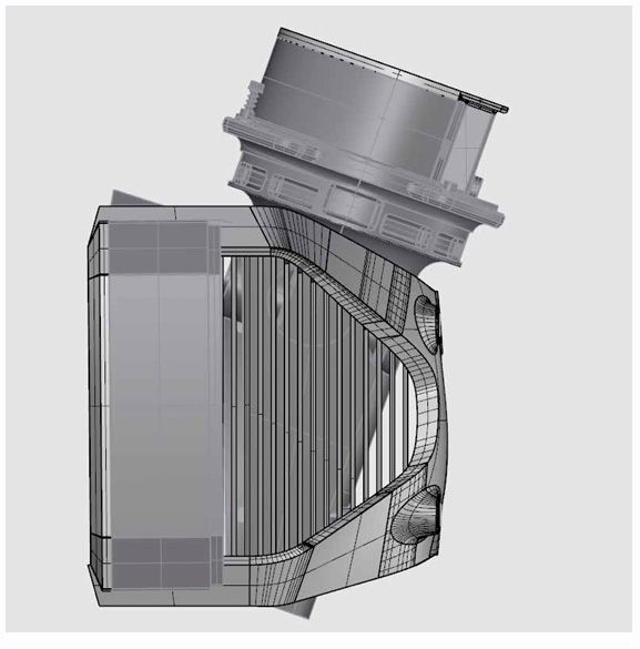 סקיצת SolidWorks של פרטים בצד מכ"ם C-catcher, המציגה את תשומת הלב של סטודיו גריזים לפרטי העיצוב התעשייתי.
