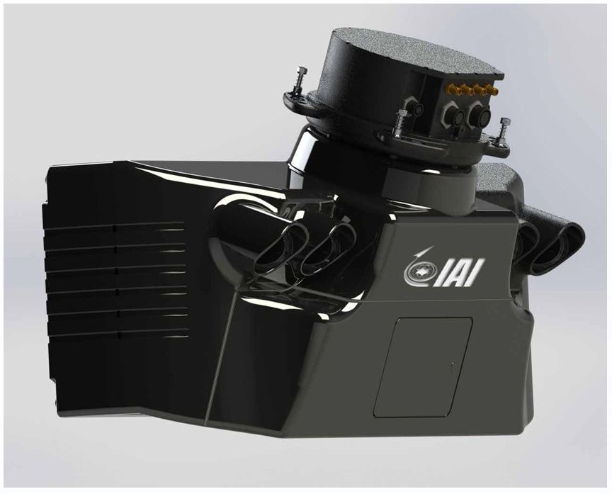 הדמיה נוספת מסקיצת SolidWorks של מכ"ם C-catcher, המציגה זוויות שונות של העיצוב התעשייתי של סטודיו גריזים.