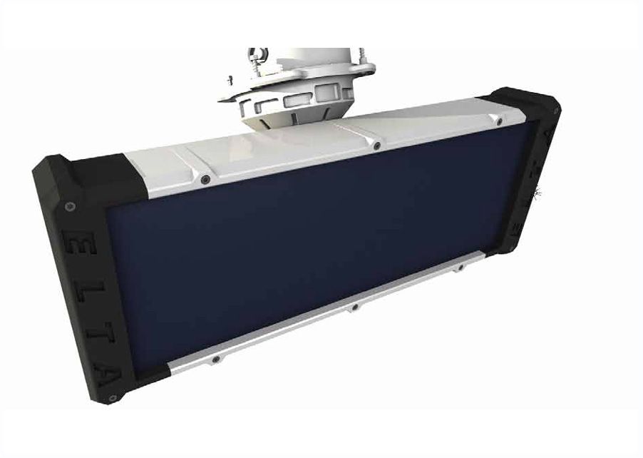 הדמיה נוספת מסקיצת SolidWorks של מכ"ם C-catcher, המדגישה את פתרונות העיצוב של סטודיו גריזים לסיוע בחיפוש והצלה.