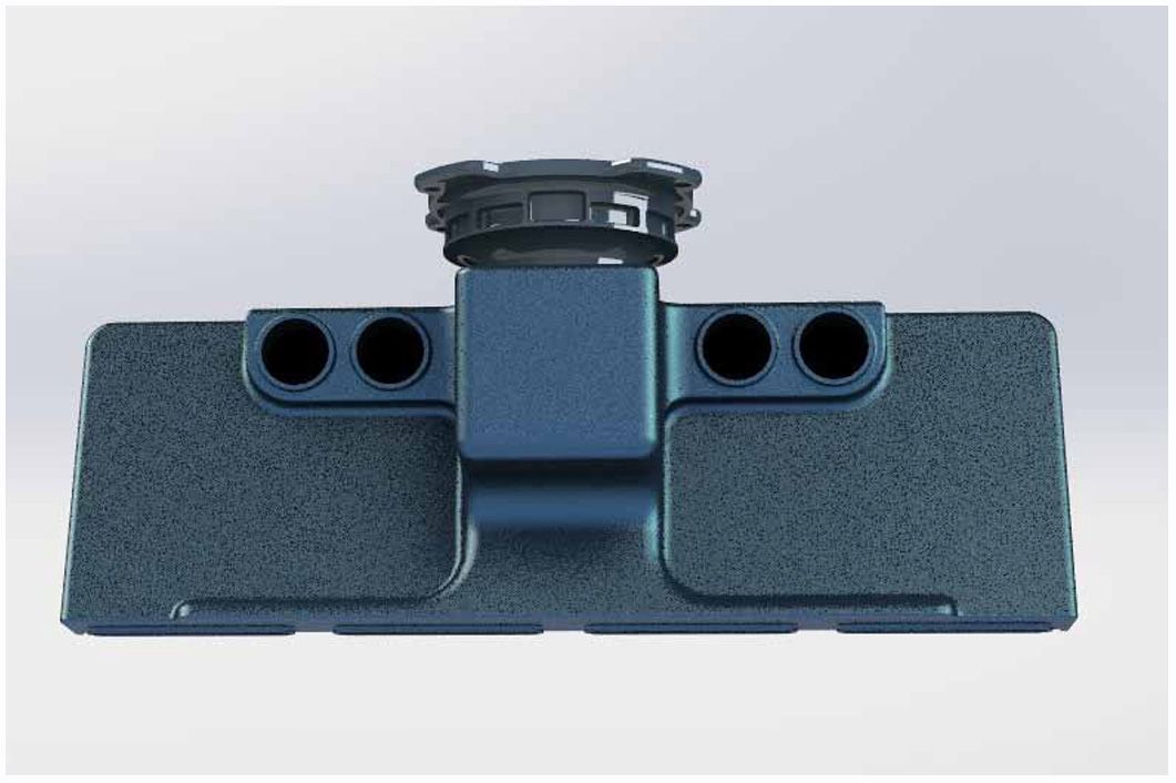 הדמיה מבוססת סקיצת SolidWorks של מכ"ם C-catcher, המציגה את היבטי העיצוב הייחודיים עבור סיור ימי ואווירי על ידי סטודיו גריזים.