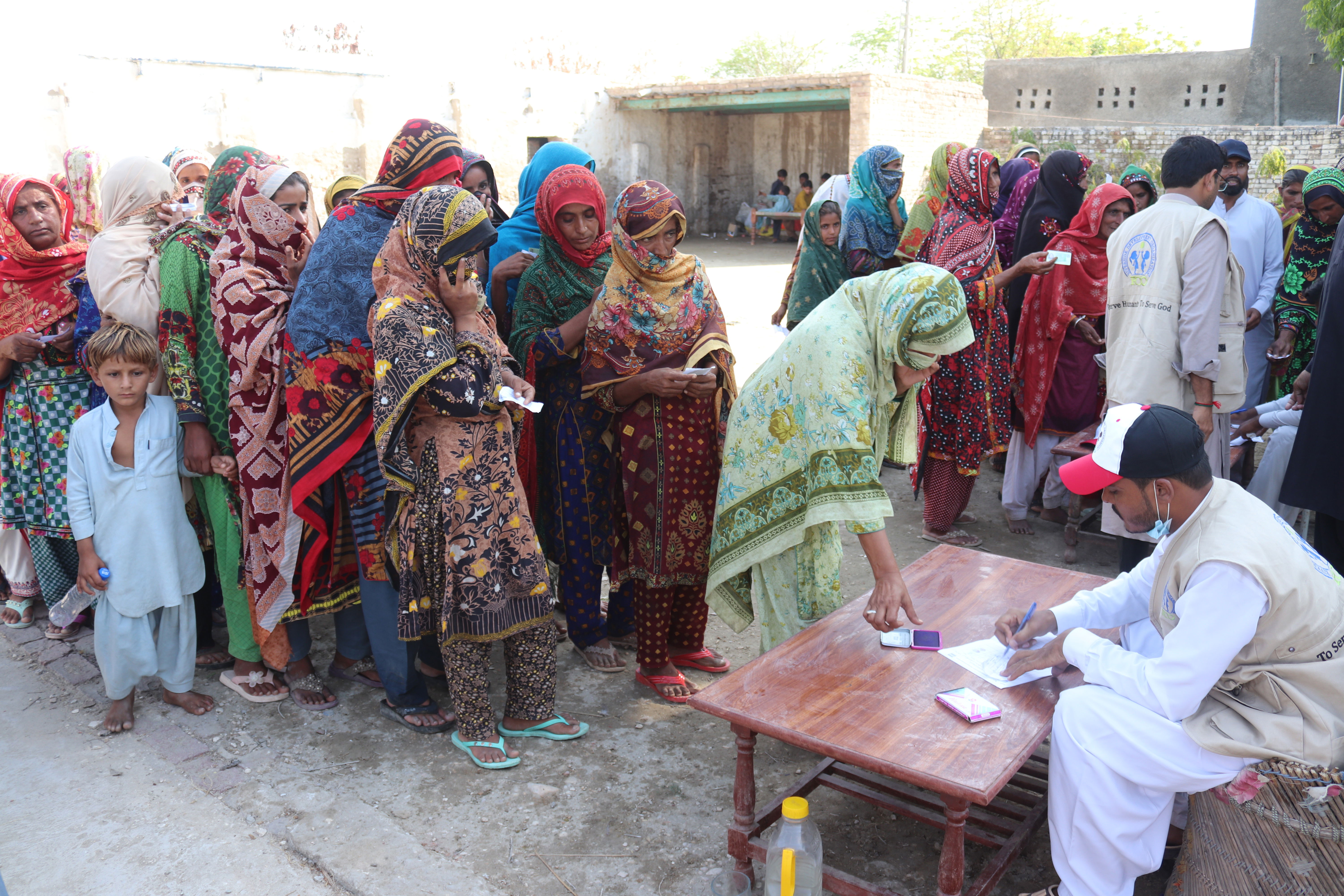 People in queue for Ration  Collection