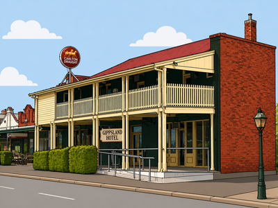 Gippsland Hotel.( Top Pub) remembering Main Street Bunyip