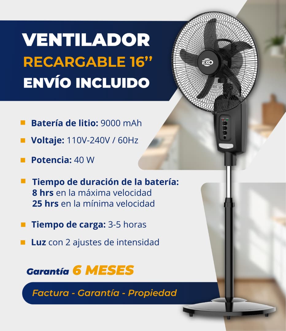 Ventilador de Pedestal Recargable 16