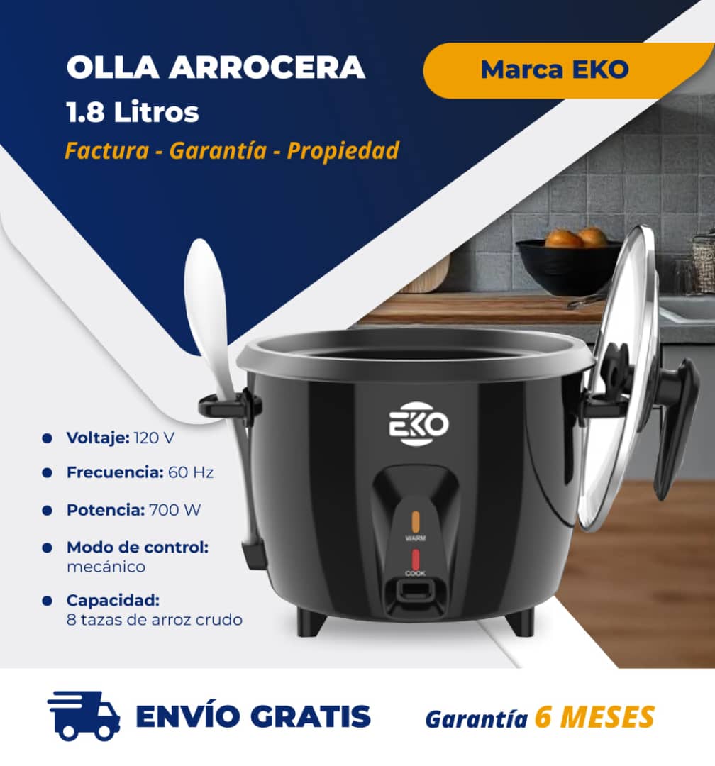 Olla Arrocera Blanca ,Roja y Negra de 1.8 L EKO