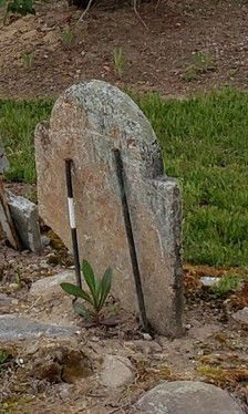 Bethia Page gravestone before restoration