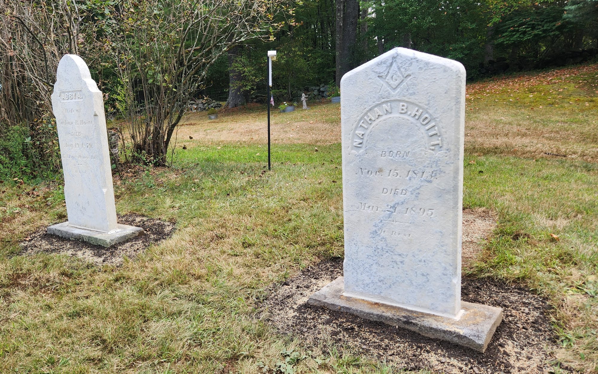 Abbie & Nathan Hoitt gravestones after restoration 2025
