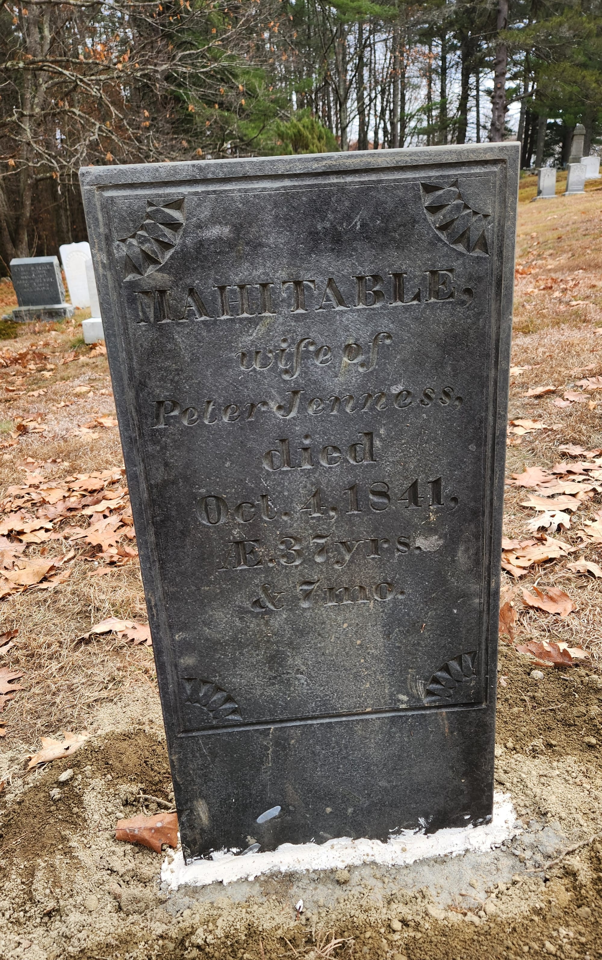 Mahitable Jenness gravetone after restoration 2025