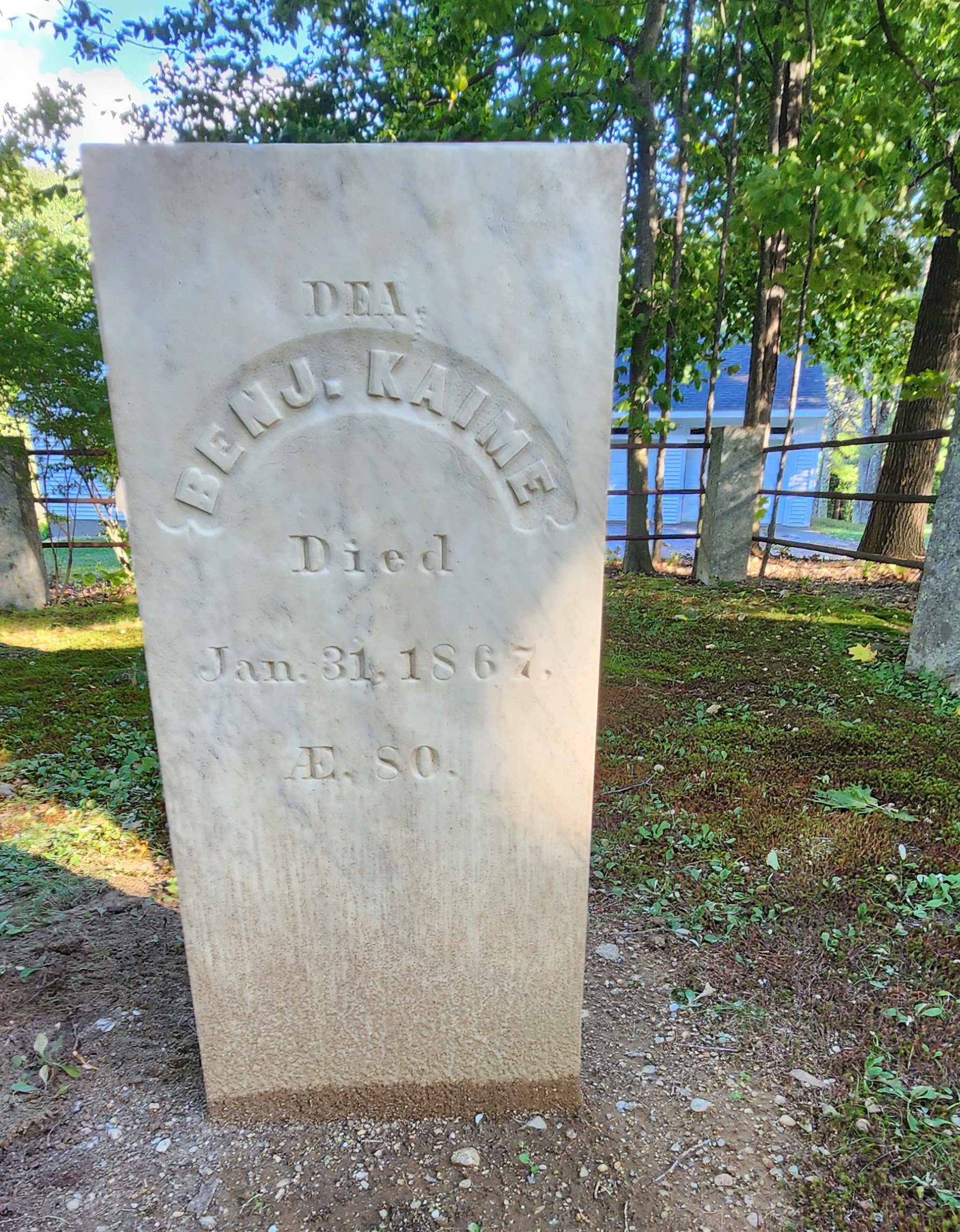 Benjamin J. Kaime gravestone after restoration 2026